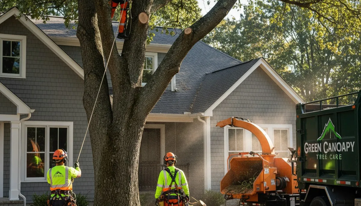 Arborist performing professional tree removal in Louisville, KY for safe residential property care