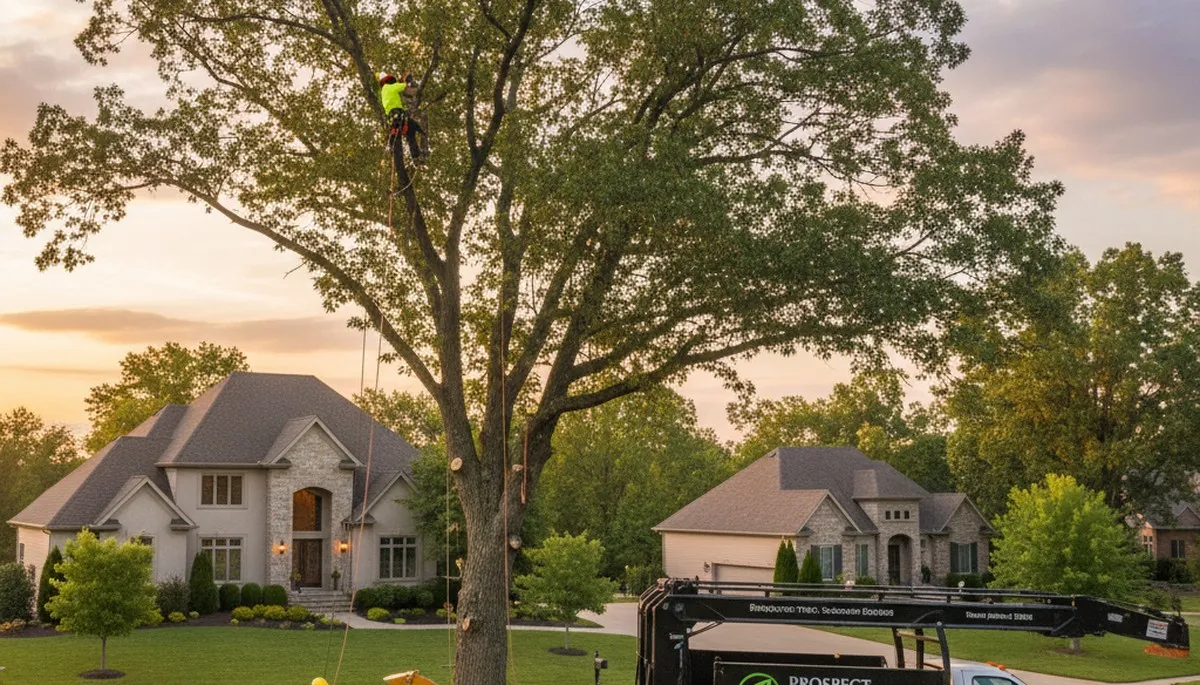 Professional tree removal service in Louisville KY safely cutting and clearing large trees